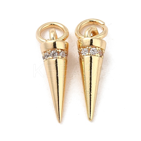 Rack Plating Brass Micro Pave Cubic Zirconia Charms KK-E081-17G-1
