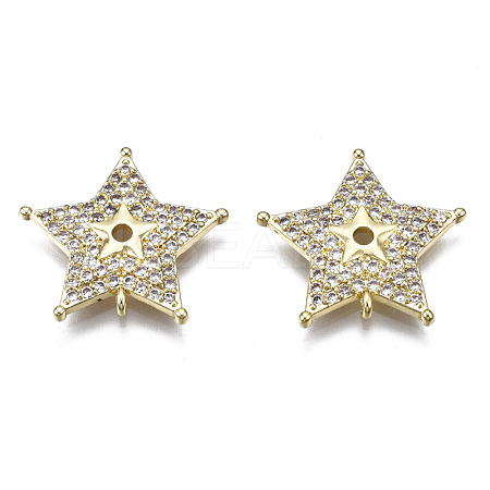 Brass Micro Pave Clear Cubic Zirconia Pendants ZIRC-S069-033G-1