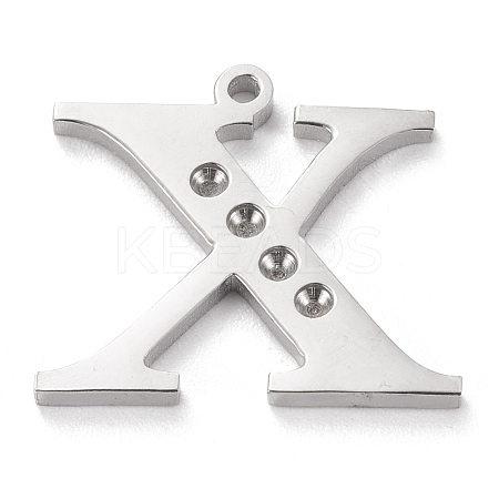 Tarnish Resistant 304 Stainless Steel Letter Pendant Rhinestone Settings LS-STAS-J028-01X-1