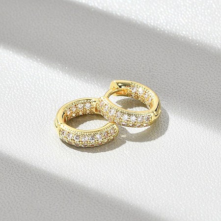 Brass Micro Pave Clear Cubic Zirconia Hoop Earrings EJEW-D311-101G-1