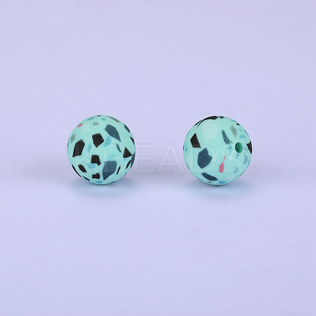 Printed Round Silicone Focal Beads SI-JX0056A-21-1