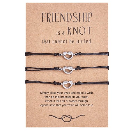 3Pcs 3 Style 430 Stainless Steel Knot Heart Link Bracelets Set JB719A-1