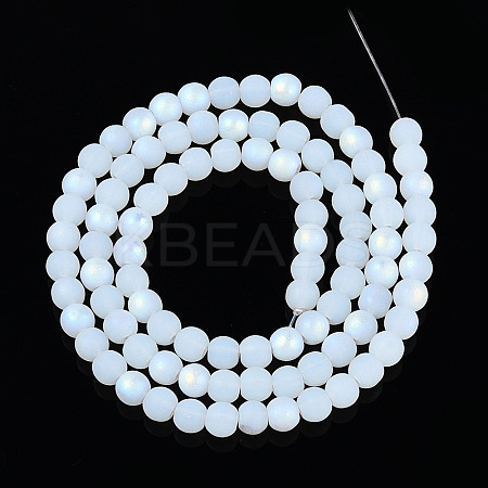 Frosted Imitation Jade Glass Beads Strands GLAA-T032-J4mm-MBB02-1