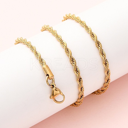 3MM 304 Stainless Steel Rope Chain Necklaces NJEW-P338-01B-G-1