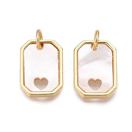 Brass & Shell Charms KK-N254-212G-1
