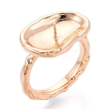 Oval Brass Finger Ring Settings KK-T076-37G-1