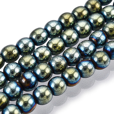 Non-magnetic Synthetic Hematite Beads Strands G-S096-4mm-1-1