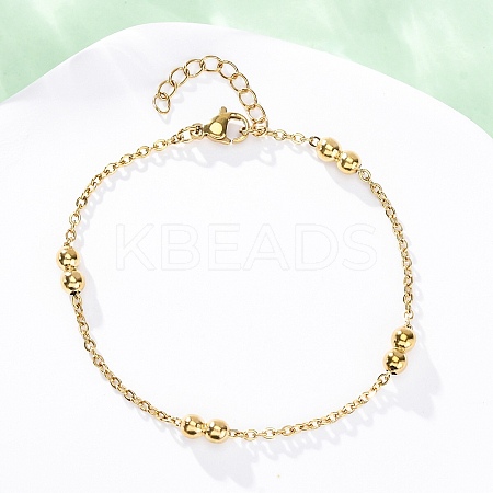 304 Stainless Steel Rolo Chain Bracelets for Women BJEW-C094-08G-1