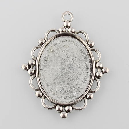 Tibetan Style Pendant Cabochon Settings X1-TIBEP-K020-28AS-1