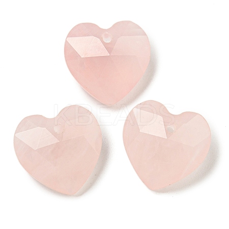 Natural Rose Quartz Faceted Heart Charms G-G123-01D-1