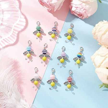 Bees Resin & Synthetic Turquoise Pendant Decorations HJEW-JM03536-1