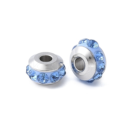 304 Stainless Steel Polymer Clay Rhinestone Beads STAS-Q038-01C-1