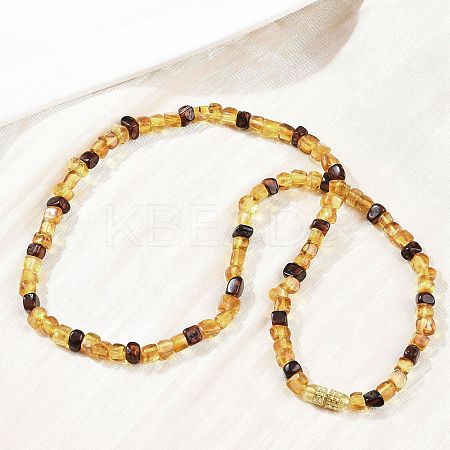 Natural Amber Beaded Necklaces NJEW-L466-01-1