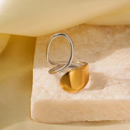 Adjustable 304 Stainless Steel Cuff Rings for Women LS-RJEW-B135-01GP-04-1
