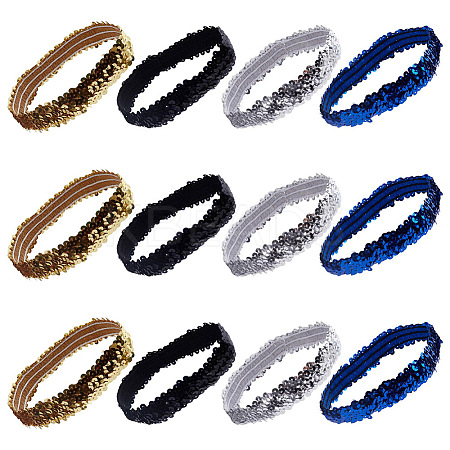 12Pcs 4 Colors Yarn & Rubber Elastic Headbands OHAR-GF0001-17-1