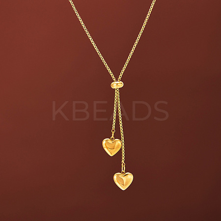 Heart Stainless Steel Tassel Lariat Necklaces for Women FS-WG9133A-01-1