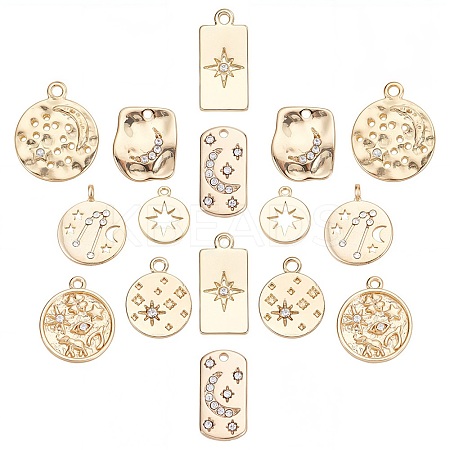 16Pcs 8 Styles Alloy Pendants PALLOY-SC0003-77G-1
