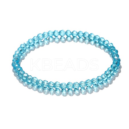 4mm Prism Faceted Rondelle Glass Beaded Stretch Bracelets for Women EH2213-9-1