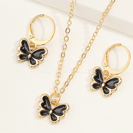 Butterfly Alloy Enamel Pendant Necklace & Earring Sets for Children FS-WGE37FF-07-1