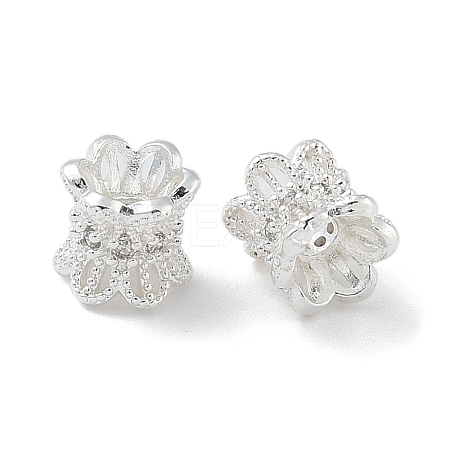 6-Petal Brass Micro Pave Cubic Zirconia Double Sided Bead Caps ZIRC-F141-01S-01-1
