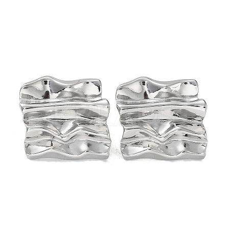 Non-Tarnish 304 Stainless Steel Textured Square Ear Studs for Women LS-EJEW-P234-07P-1