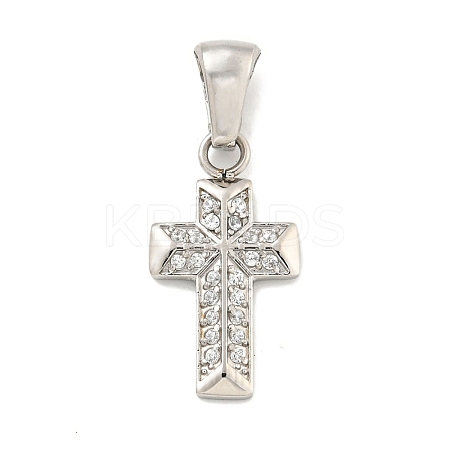304 Stainless Steel Cubic Zirconia Pendants STAS-C102-04E-P-1