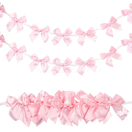 2Pcs Cloth Bowknot Hanging Banner for Christmas Tree Decoration AJEW-SP0002-82D-1