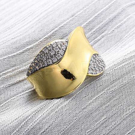 Brass Micro Pave Cubic Zirconia Adjustable Cuff Rings for Women RJEW-U053-08G-1