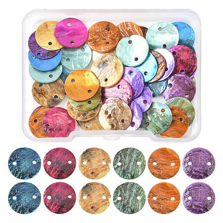 56Pcs 6 Colors Spray Painted Natural Akoya Shell Connector Charms BSHE-FS0001-12-1