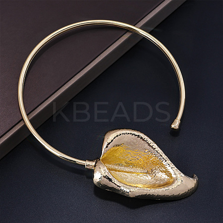 Brass Leaf Cuff Choker Necklaces for Women FS-WG47A02-01-1