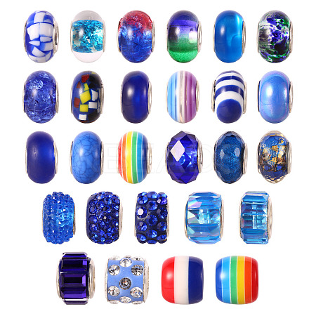 27Pcs 27 Style Acrylic & Resin & Polymer Clay Rhinestone European Beads FPDL-S015-05G-1