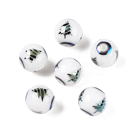 Christmas Opaque Glass Beads X-EGLA-R113-02E-1