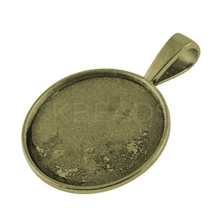 Tibetan Style Alloy Pendant Cabochon Settings X-TIBEP-20474-AB-FF-1