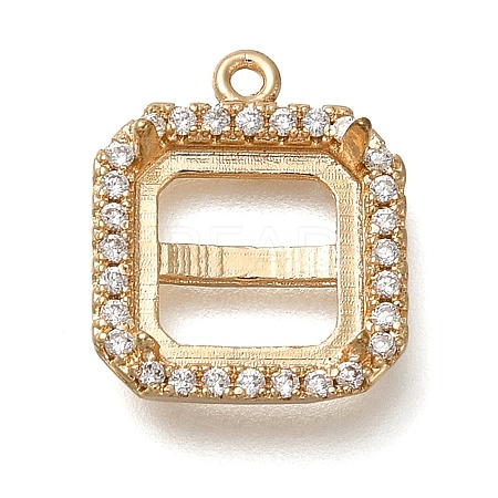 Rack Plating Brass Micro Pave Clear Cubic Zirconia Square Pendant Cabochon Settings For Fancy Stones LS-KK-NH0001-17KCG-1