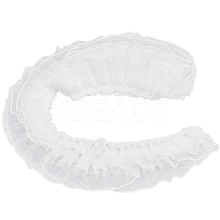 5 Yards Polyester Pleated Flower Lace Trim OCOR-GF0003-89A-1
