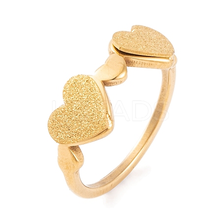 304 Stainless Steel Heart Finger Ring for Women RJEW-C086-10-G-1