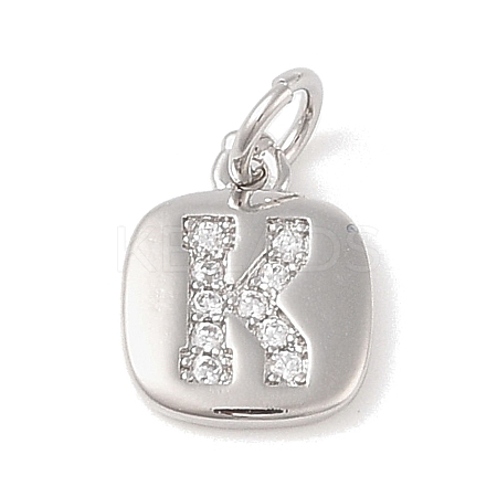 Rack Plating Brass Micro Pave CLear Cubic Zirconia Charms KK-E110-14P-K-1