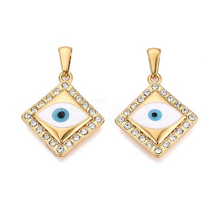 304 Stainless Steel Rhinestone & Enamel Pendants STAS-T072-84A-G-1