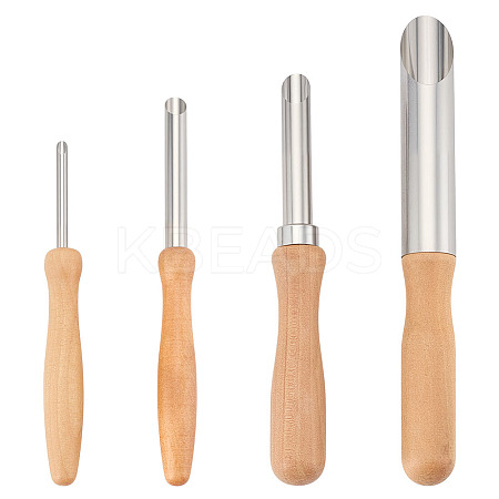 4Pcs 4 Styles Wood & Stainless Steel Double Heads Modeling Clay Sculpting Tools Set DIY-WH0308-691-1