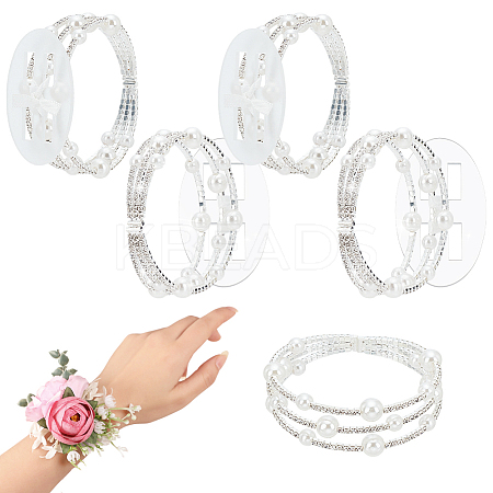 5Pcs Alloy Rhinestone Multi-strand Bangles for Women BJEW-WR0001-03P-1
