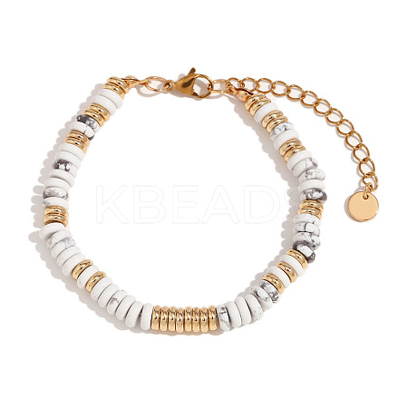 Retro  Synthetic Howlite & Stainless Steel Beaded Bracelets for Women NO5359-10-1