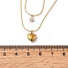 304 Stainless Steel Heart Pendant Double Layered Necklaces for Women NJEW-Z091-01G-5