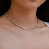 Rhodium Plated 925 Sterling Silver Pave Clear Cubic Zirconia Paperclip Chain Necklaces for Women NJEW-Q342-10P-2