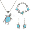 Tortoise Synthetic Turquoise Pendant Necklacres & Link Bracelets & Dangle Earring Sets FS-WG4B145-01-4
