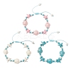 3Pcs 3 Styles Starfish & Turtle Synthetic Turquoise Beads Braided Bead Bracelets for Women BJEW-JB12130-2