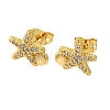 Brass Micro Pave Clear Cubic Zirconia Earrings LS-EJEW-D328-03G-02-4