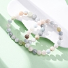 Natural Morganite Round Beaded Stretch Bracelets for Men Women BJEW-G743-01H-2