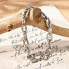 304 Stainless Steel Dapped Chain Bracelets for Women BJEW-F488-61P-2