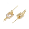 Brass with Shell Stud Earring Findings KK-G497-32G-2