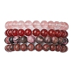 4Pcs Constellation 8mm Round Natural Sesame Jasper & Carnelian & Rhodonite BJEW-JB10636-1